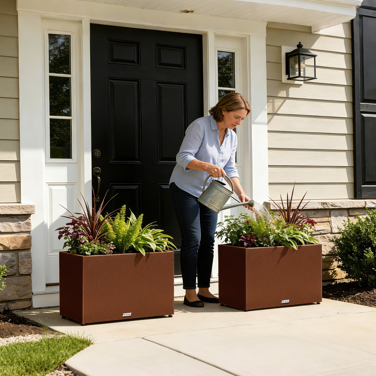 scenery 2 Corten Steel Large Long Rectangular Planter