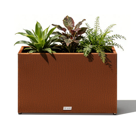 16" H Corten Steel Large Long Rectangular Planter 
