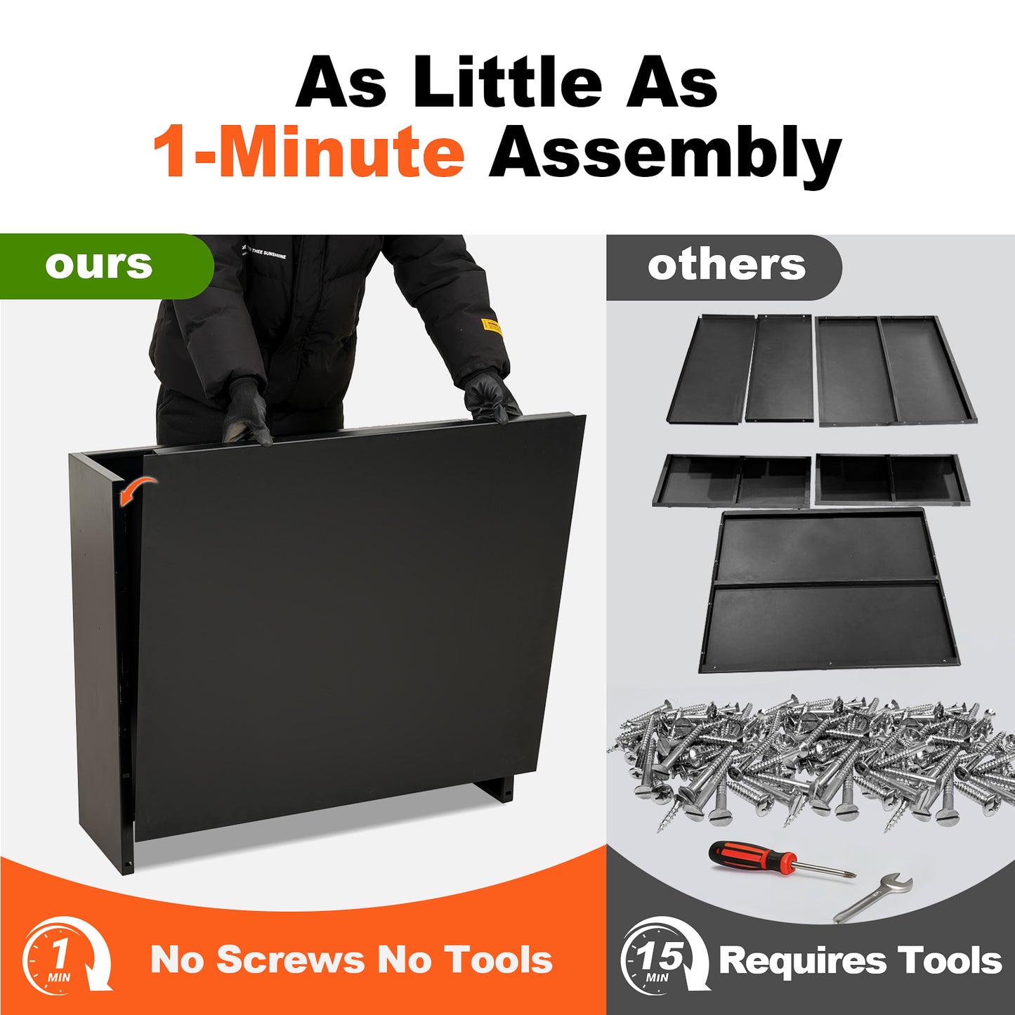 1min assembly of Large Black Metal Planter Box