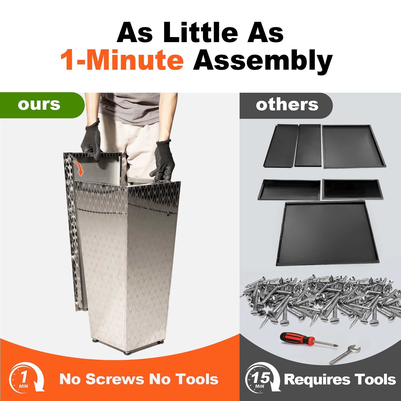 1min assembly of Tapered Stainless Steel Mirrored Textured Decorative Planter