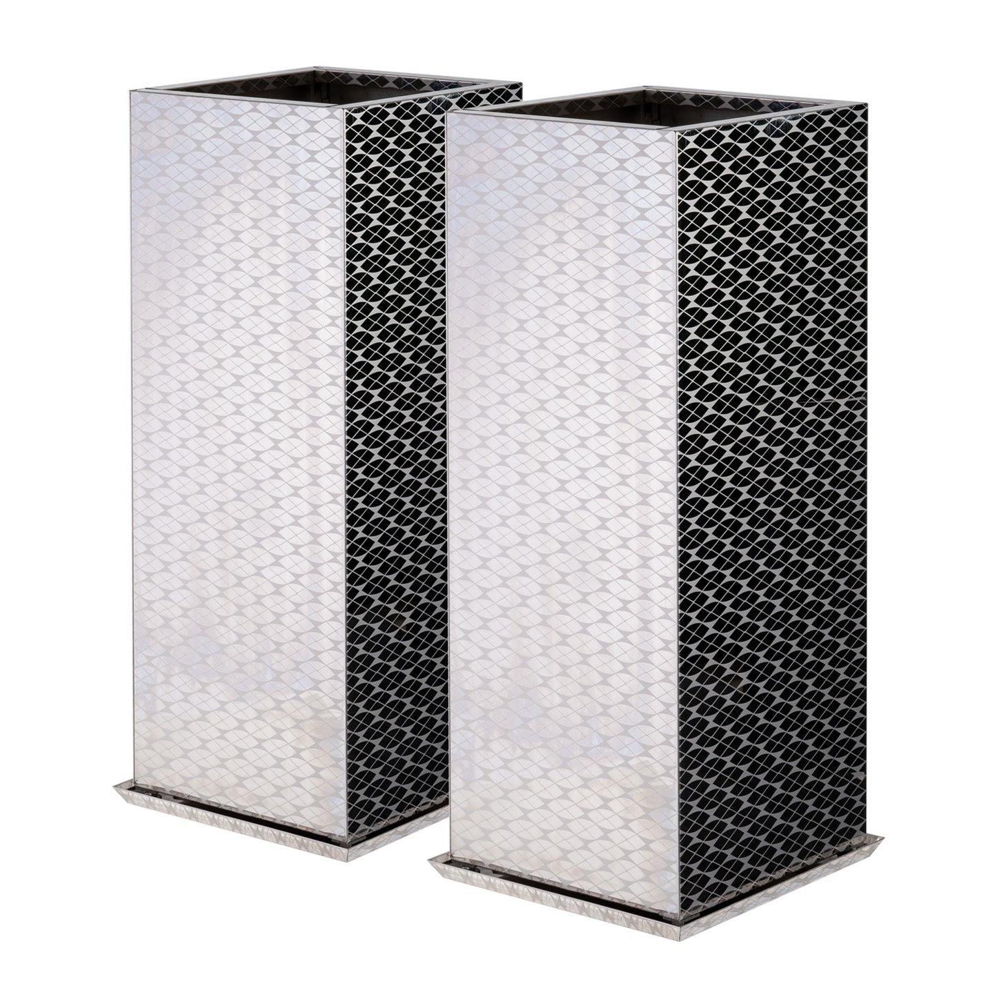 Luxury Tall Square Mirrored Textured Decorative Planter Box