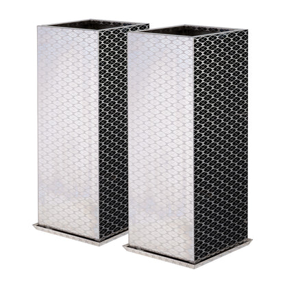 Luxury Tall Square Mirrored Textured Decorative Planter Box