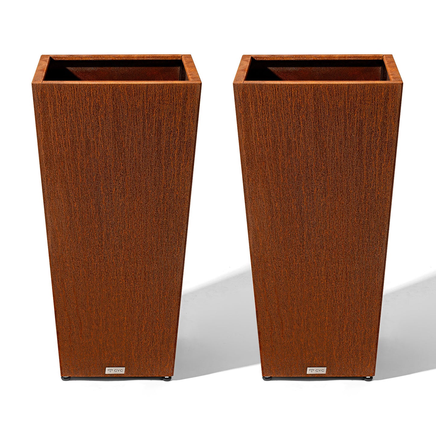 2pcs_tall_tapered_corten_steel_planter