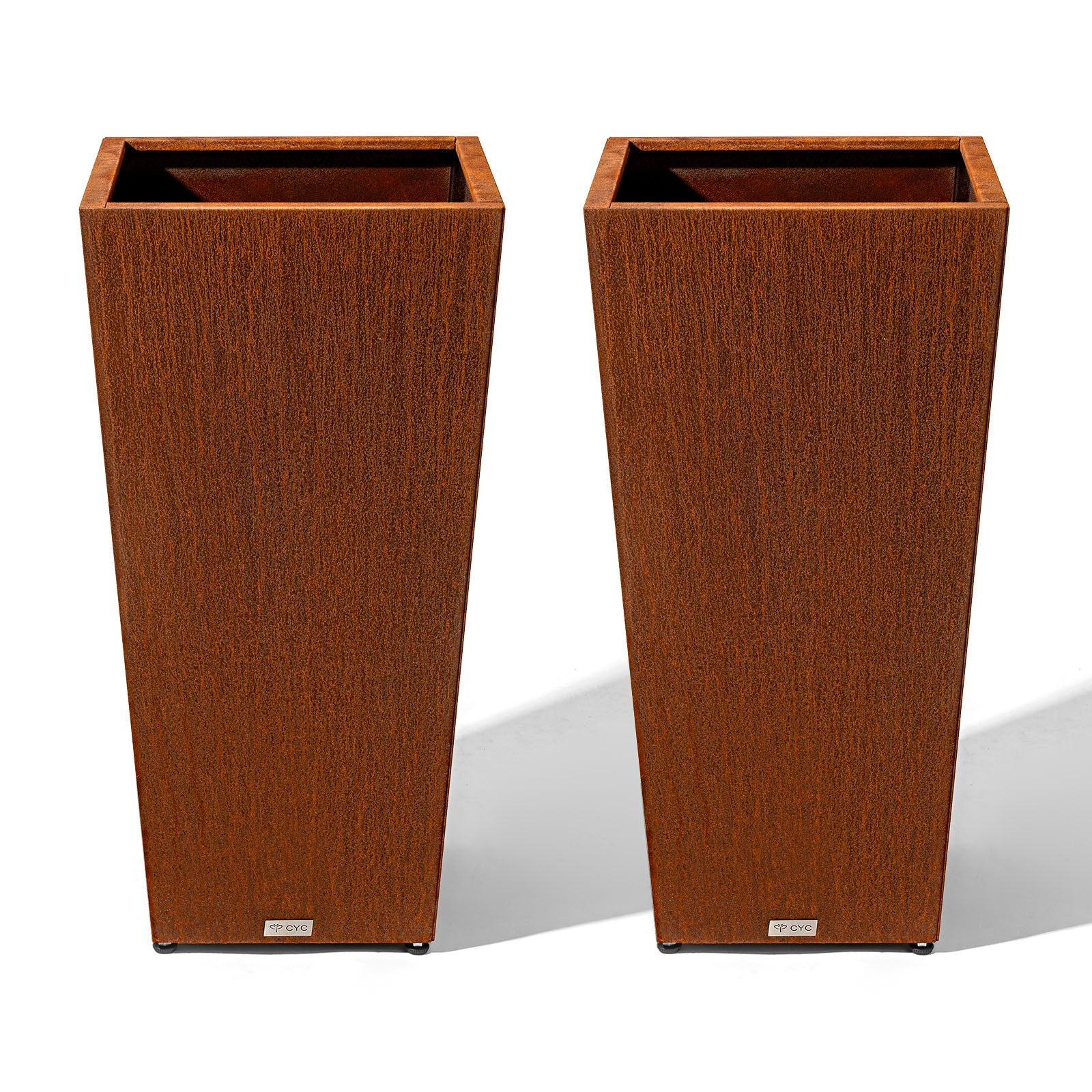 2pcs_tall_tapered_corten_steel_planter