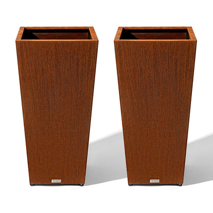 2pcs_tall_tapered_corten_steel_planter
