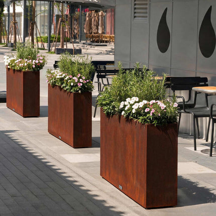 Large Corten Steel Planter Box, 30" Height, No-Screw Quick Assembly