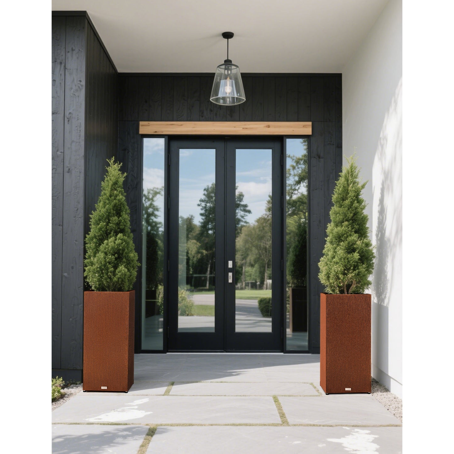 Tall Square Corten Steel Planter Box