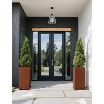 Tall Square Corten Steel Planter Box