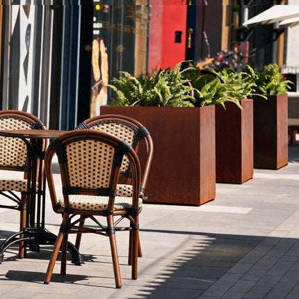 Large Corten Steel Planter Box, 30" Height, No-Screw Quick Assembly