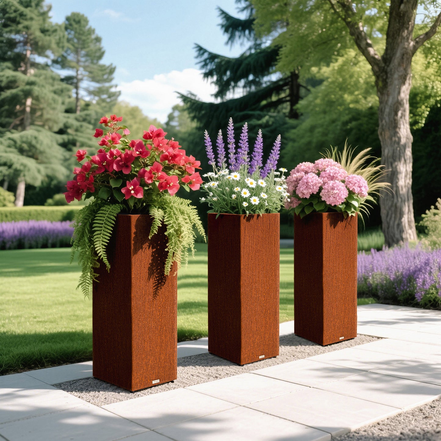 Tall Square Corten Steel Planter Box