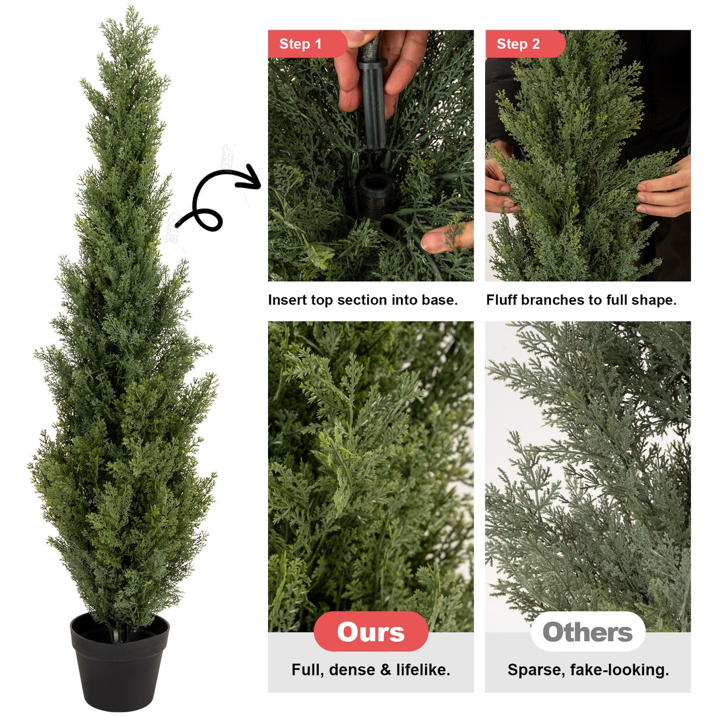 Tall Tapered Mg-Al-Zn Coated Steel Light Planter 30"H, No-Screw Quick Assembly
