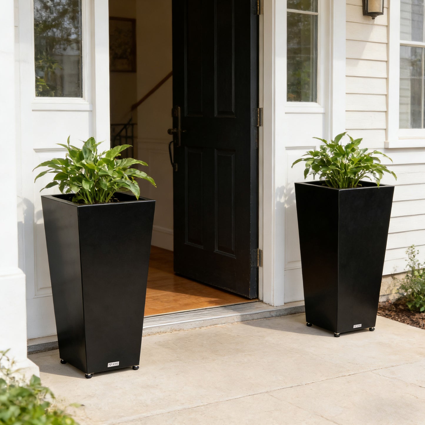 Tall Tapered Mg-Al-Zn Coated Steel Light Planter 30"H, No-Screw Quick Assembly
