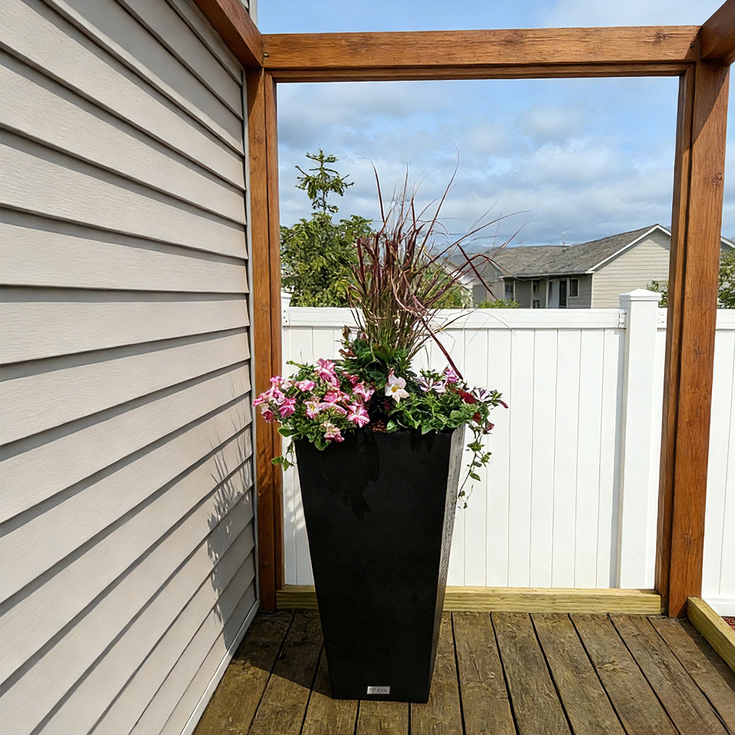 Tall Tapered Mg-Al-Zn Coated Steel Light Planter 30"H, No-Screw Quick Assembly