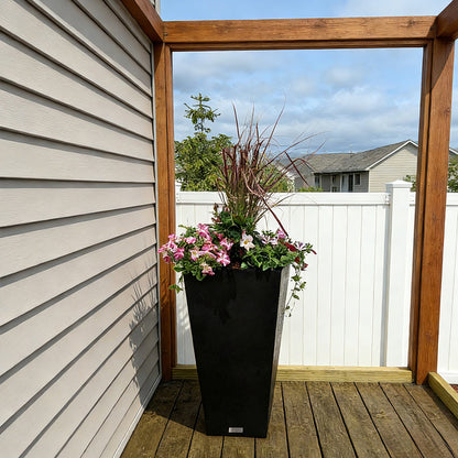 Tall Tapered Mg-Al-Zn Coated Steel Light Planter 30"H, No-Screw Quick Assembly