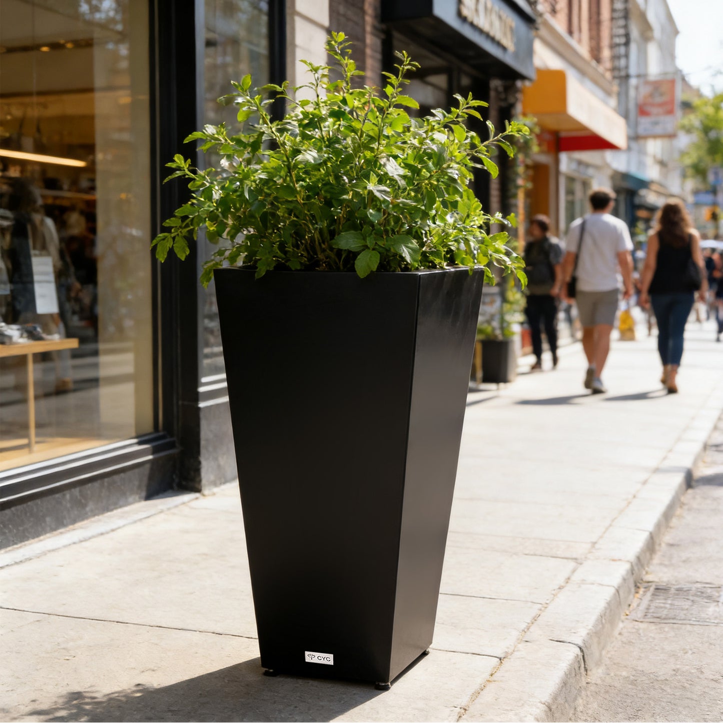 Tall Tapered Mg-Al-Zn Coated Steel Light Planter 30"H, No-Screw Quick Assembly