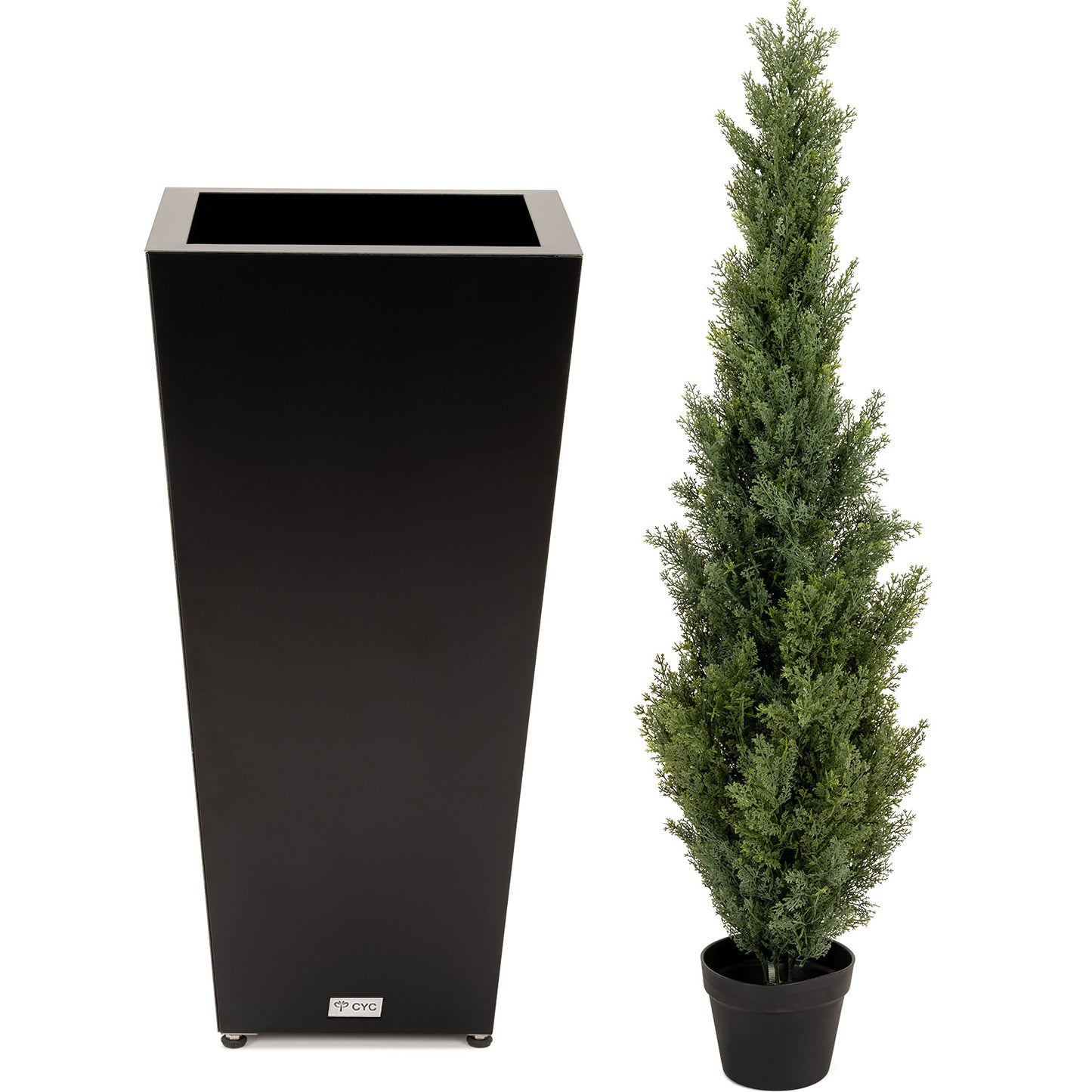 Tall Tapered Mg-Al-Zn Coated Steel Light Planter 30"H, No-Screw Quick Assembly