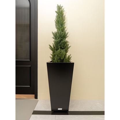 Tall Tapered Mg-Al-Zn Coated Steel Light Planter 30"H, No-Screw Quick Assembly