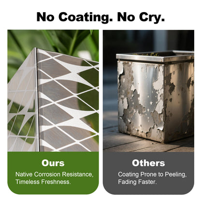 Luxury Tall Square Mirrored Textured Decorative Planter Box
