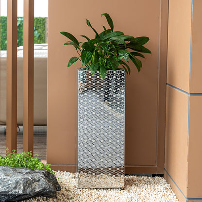 Luxury Tall Square Mirrored Textured Decorative Planter Box