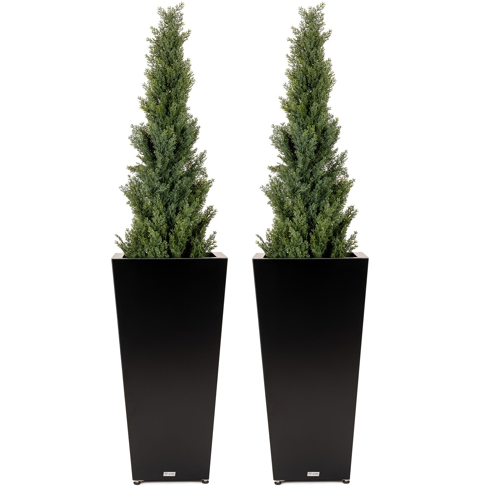 Tall_Tapered_Mg-Al-Zn_Coated_Steel_Light_Planter_30H_with_pine_trees