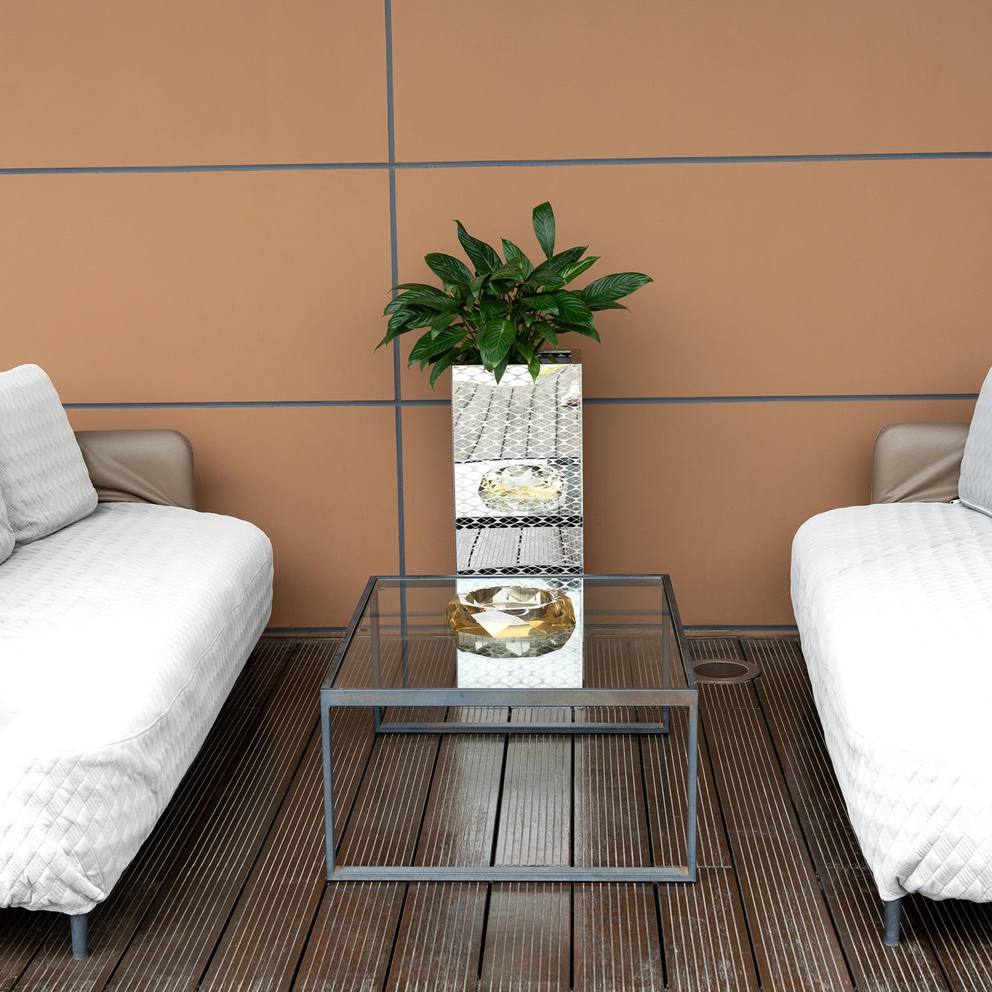 Luxury Tall Square Mirrored Textured Decorative Planter Box