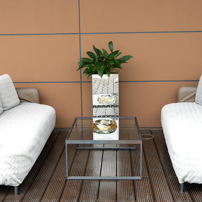 Luxury Tall Square Mirrored Textured Decorative Planter Box