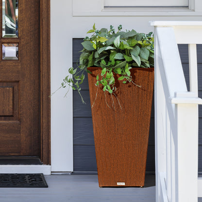 Tall_tapered_corten_steel_planter_decorating_corner