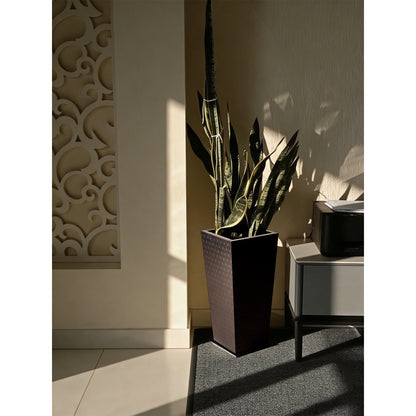 Luxury Tall Tapered Stainless Steel Mirrored Textured Decorative Planter 24H