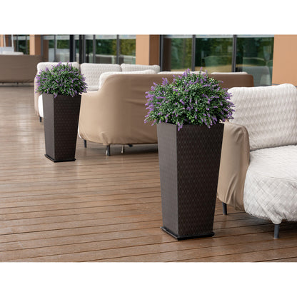 Luxury Tall Tapered Stainless Steel Mirrored Textured Decorative Planter 24H