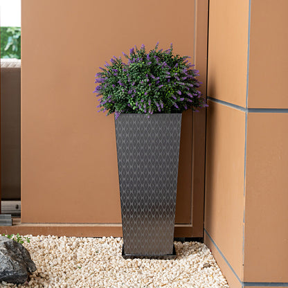 Luxury Tall Tapered Stainless Steel Mirrored Textured Decorative Planter 24H