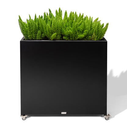 Large Black Metal Planter Box, 34"W x 30"H, No-Screw Quick Assembly