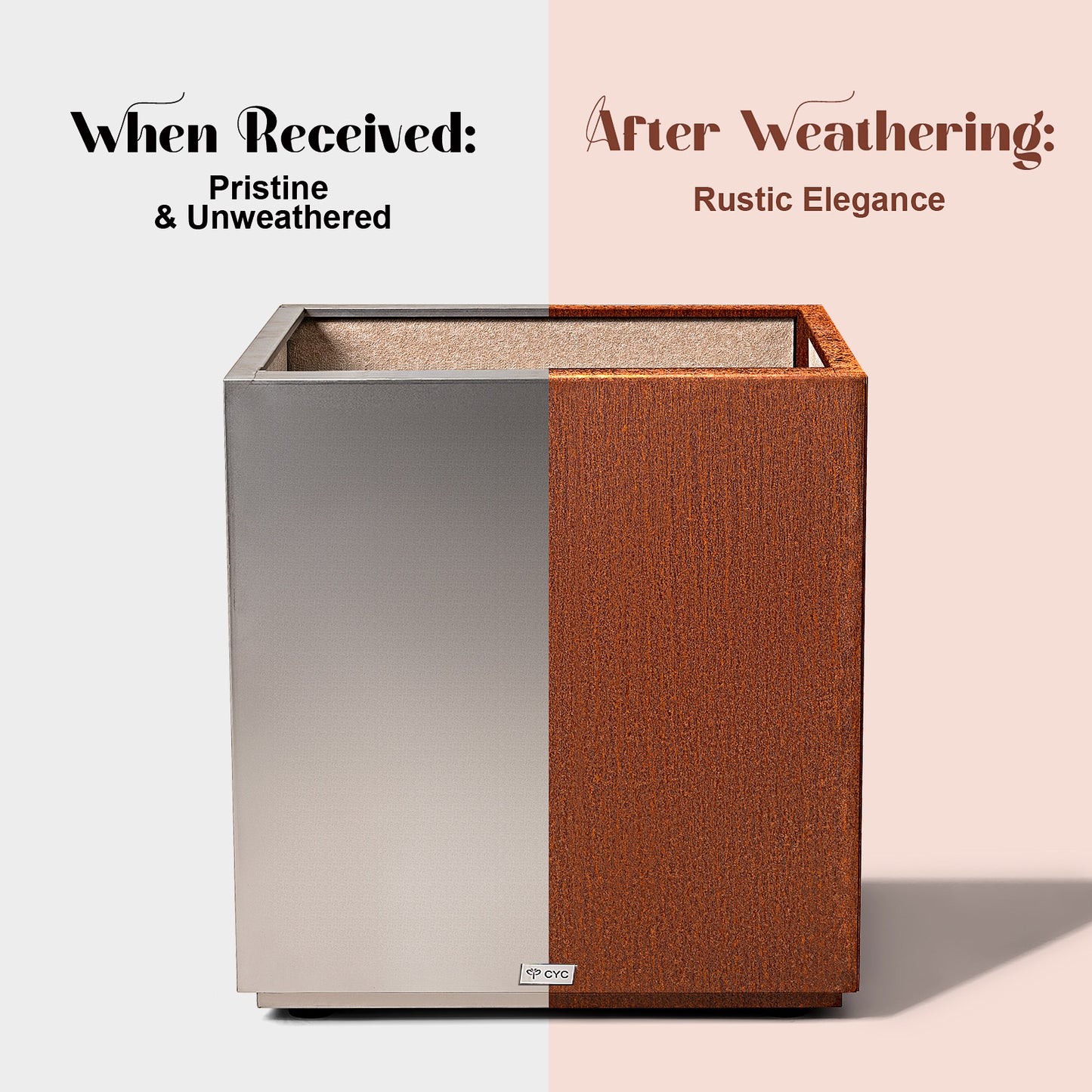 Corten Steel Square Cube Planter Box