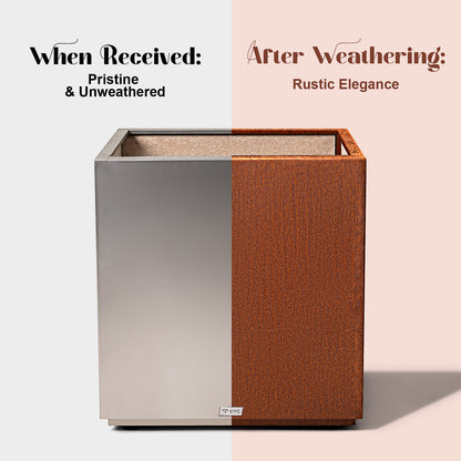 Corten Steel Square Cube Planter Box
