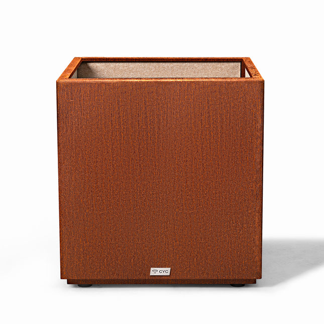 Large Corten Steel Cube Planter Box, No-Screw Quick Assembly