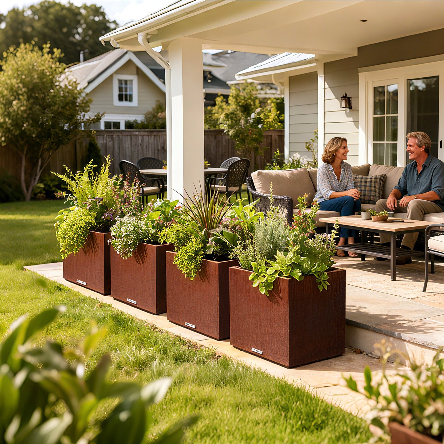 Corten Steel Square Cube Planter Box