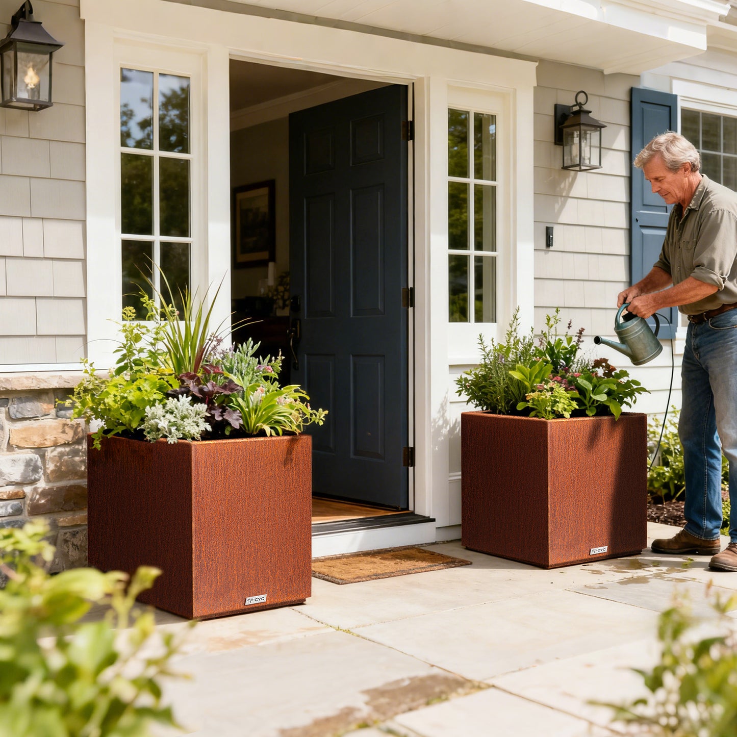 Corten Steel Square Cube Planter Box
