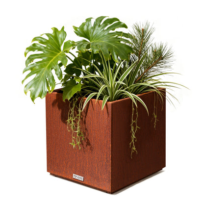 Corten Steel Square Cube Planter Box