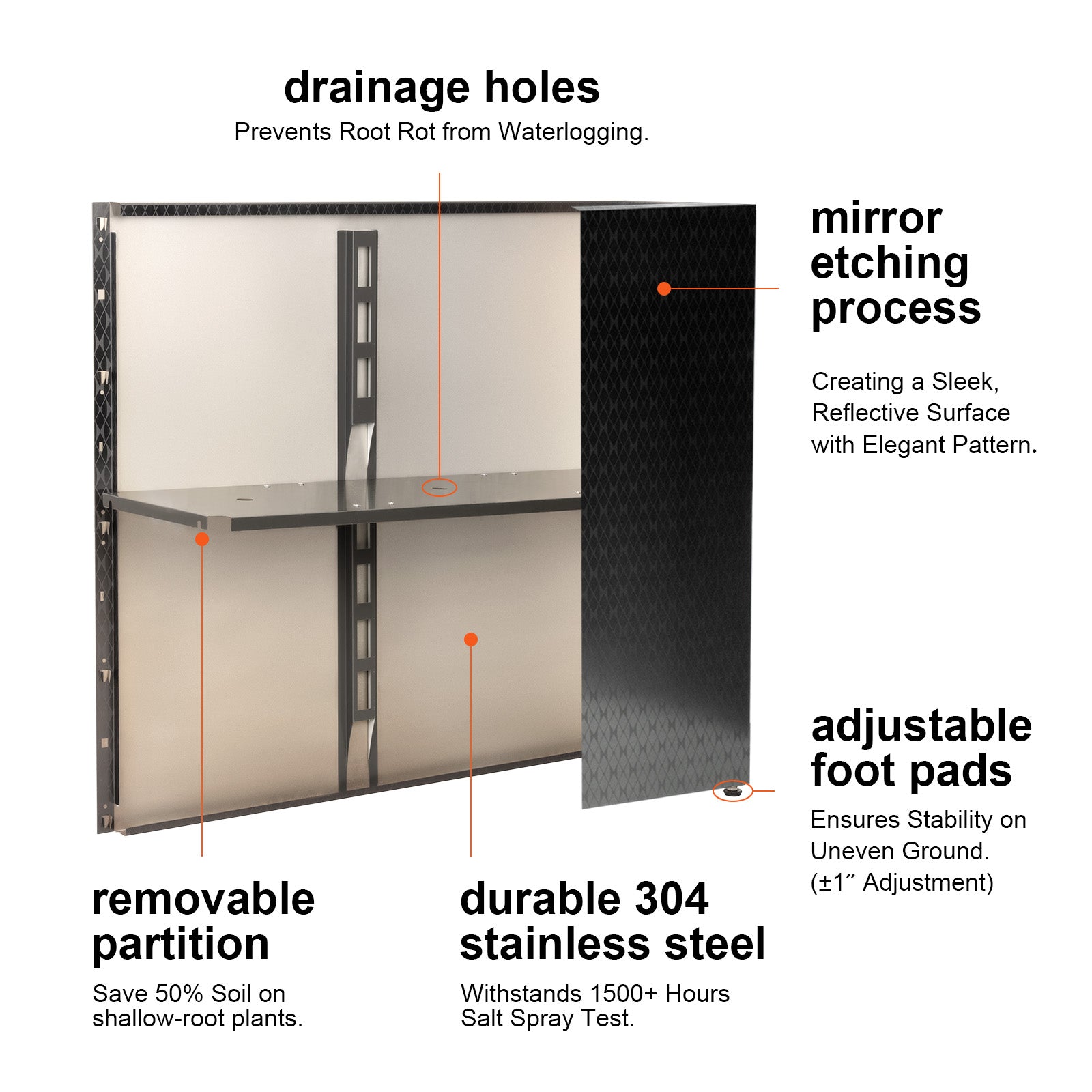 features_diagram_of_the_large_rectangular_mirrored_black_planter