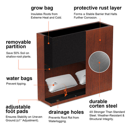 features of 38w corten steel planter