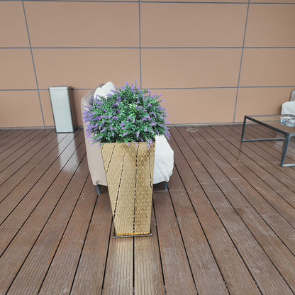 Luxury Tall Tapered Stainless Steel Mirrored Textured Decorative Planter 24H