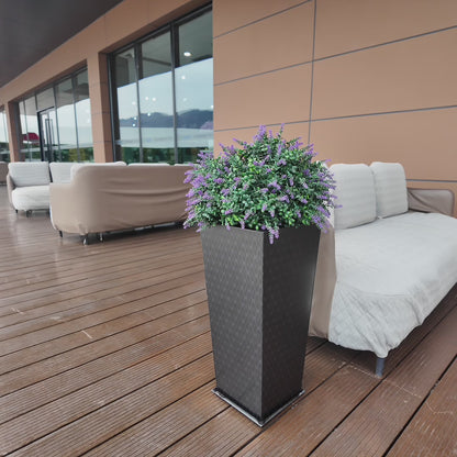 Luxury Tall Tapered Stainless Steel Mirrored Textured Decorative Planter 24H