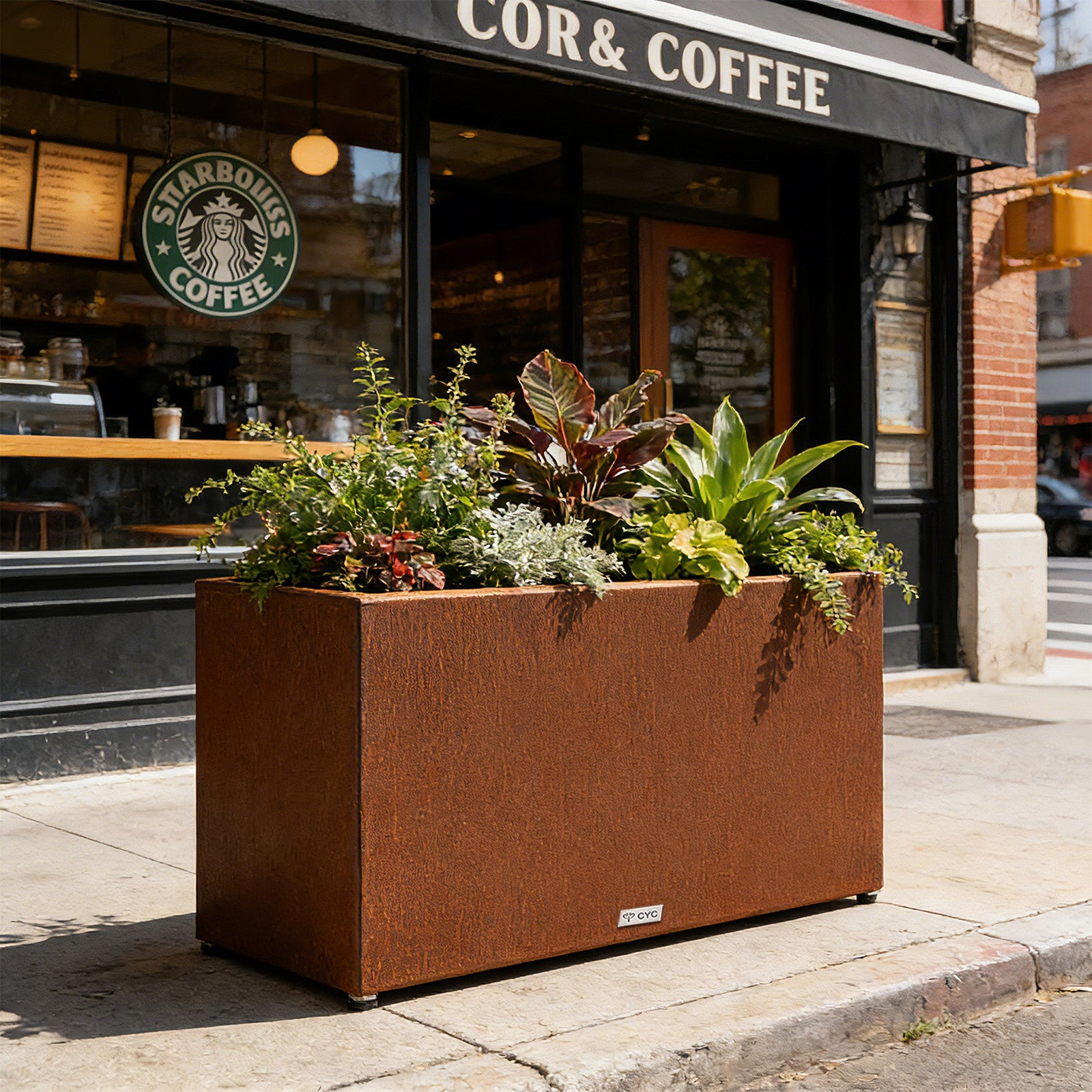 scenery 1 Corten Steel Large Long Rectangular Planter 