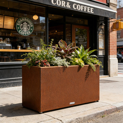 scenery 1 Corten Steel Large Long Rectangular Planter 
