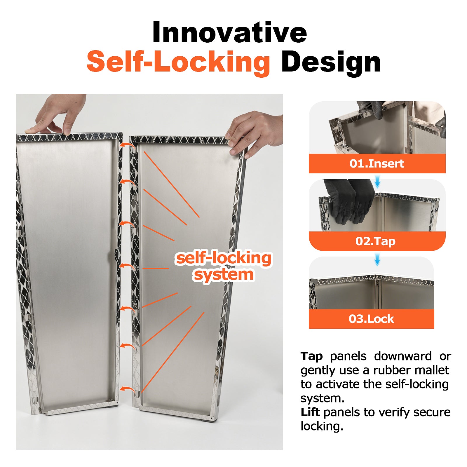 self-locking of Tapered Stainless Steel Mirrored Textured Decorative Planter