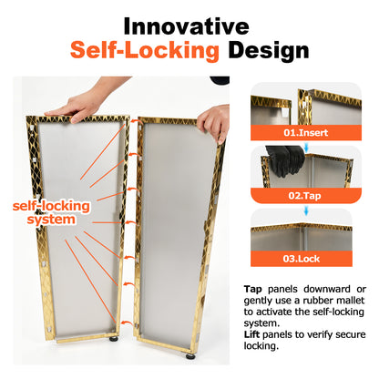 self-locking of Tapered Stainless Steel Mirrored Textured Decorative Planter golden