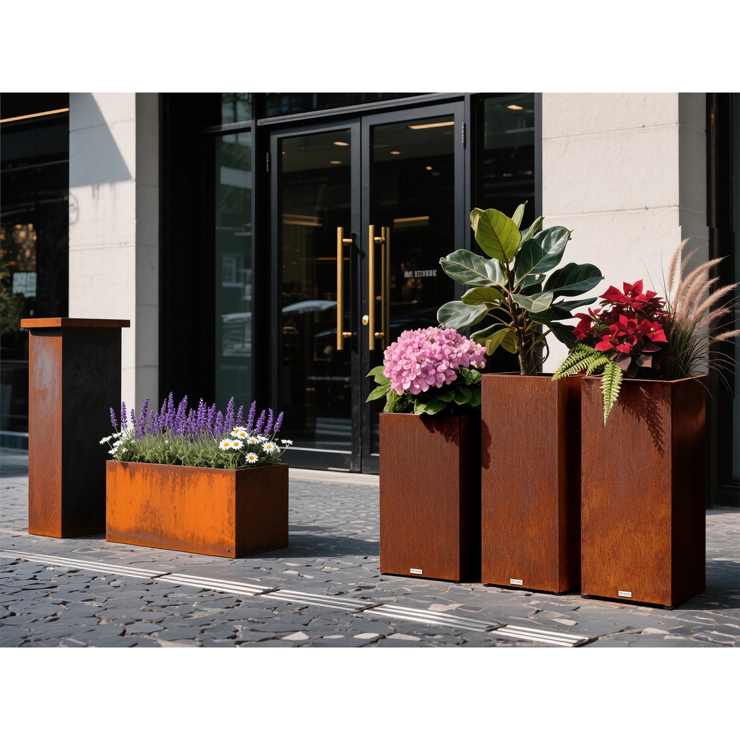 Tall Square Corten Steel Planter Box