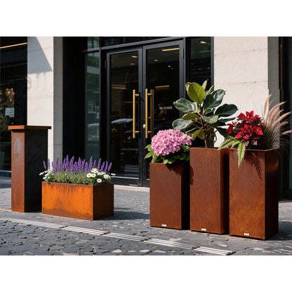 Tall Square Corten Steel Planter Box