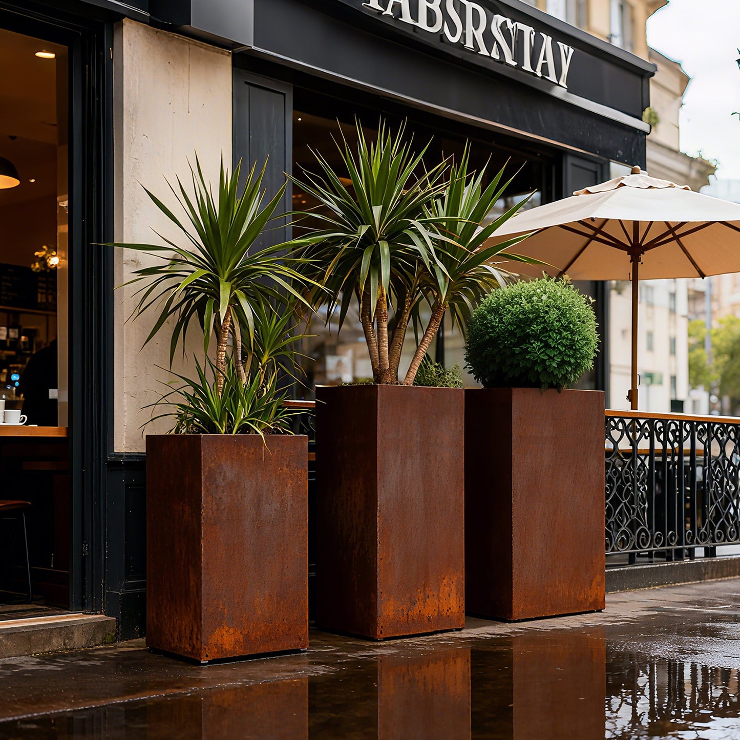 Tall Square Corten Steel Planter Box