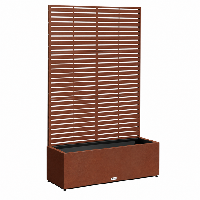 Corten Steel Planter with Trellis, 73" H × 47" W