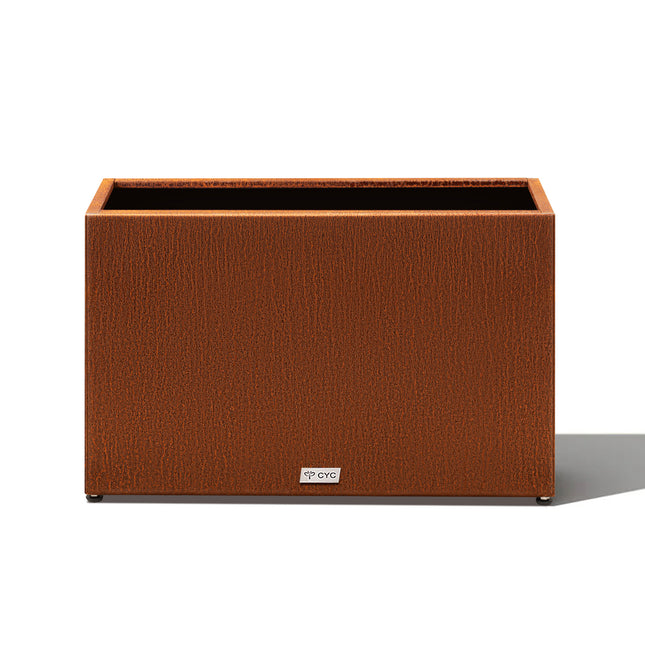 without plants 16" H Corten Steel Large Long Rectangular Planter 